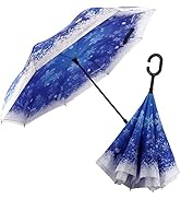 SIEPASA Inverted Reverse Upside Down Umbrella with C-Shaped Handle, Anti-UV Waterproof Windproof ...