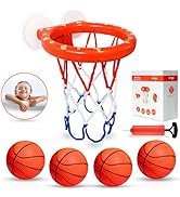 MARPPY Bath Toys, Bathtub Basketball Hoop for Toddlers Kids, Boys and Girls with 4 Soft Balls, Mo...