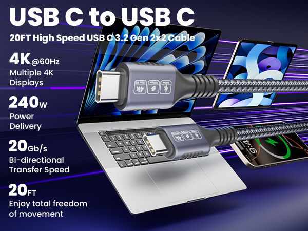 usb c to usb c cable 20 ft 20ft usbc cable 20&amp;#39; usb c cable usb c to usb c cable 20ft