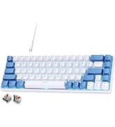 abucow 60% Mechanical Gaming Keyboard, Red Switch Wired Compact Keyboard with Blue Backlight, Swa...