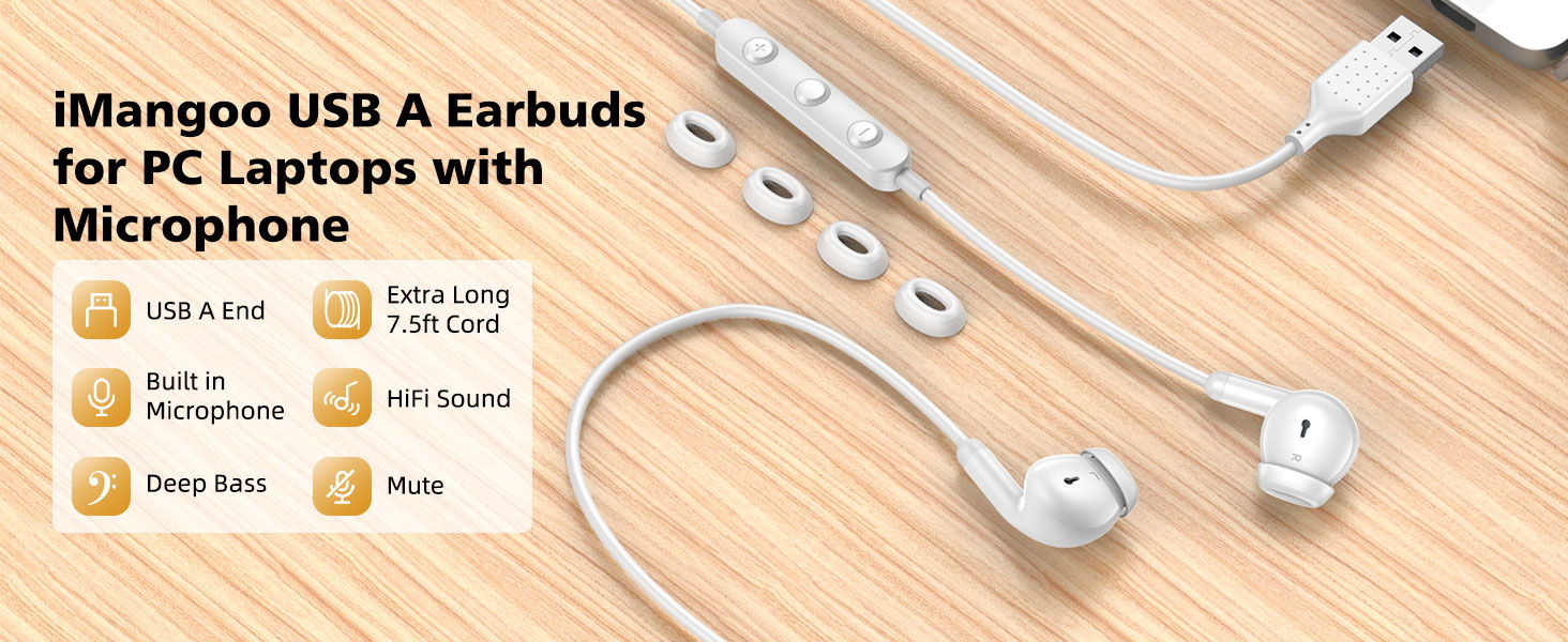 usb earbuds for computer pc laptop
