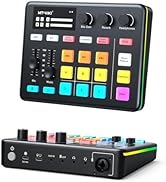 MT-VIKI Gaming Audio Mixer, Audio Interface Sound Board w/RGB Effect, XLR/TRS Microphone, 48V Pha...