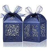 COTOPHER 100Pcs Laser Cut Candy Box, 2x2x3in Small Gift Boxes for Presents, Wedding Party Favor B...