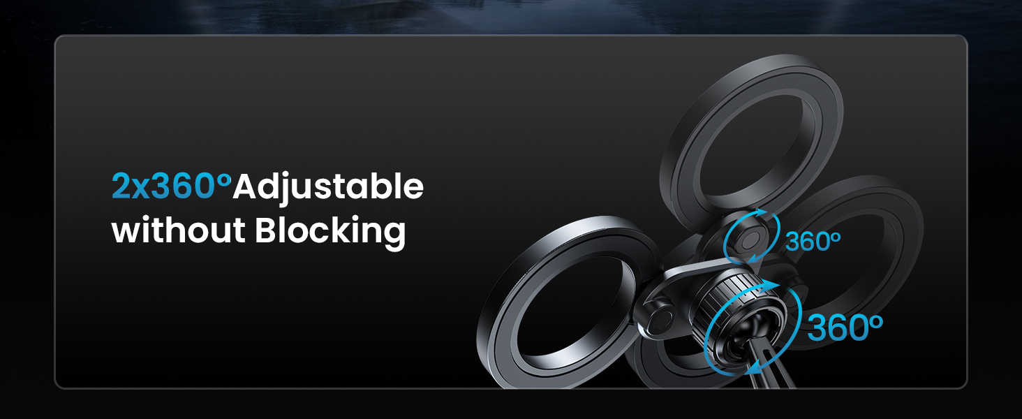 Double 360 Degree Adjustable without Blocking