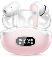 AOSRAU Wireless Earbuds Bluetooth Headphones 48 hrs Ear Buds, Pink