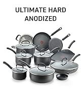 T-fal Ultimate Hard Anodized Nonstick Cookware Set 17 Piece, Oven Broiler Safe 400F, Lid Safe 350...