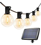 Lepro Solar Outdoor String Lights Patio Bistro Lights, 25ft 26 LED G40 Bulbs, USB Rechargeable Po...