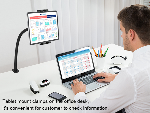 Desk gooseneck tablet mount