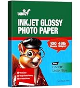 Uinkit 100 Sheets Inkjet Photo Paper Glossy 8.5x11 48lb 180Gsm Professional Photographic Paper Le...
