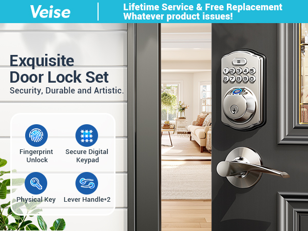 keyless entry door lock with handle