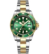 FANMIS Mens Luxury Watches Rotatable Bezel Sapphire Glass Luminous Quartz Silver Gold Two Tone St...