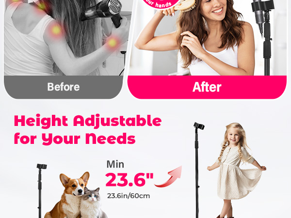 Hands-Free Hair Dryer Stand Holder with Strong Suction Base