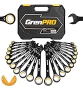 GRENPRO Ratcheting Wrenches Set, Combination Wrench Sets With Organizer Box, 23PC SAE &amp; Metric An...