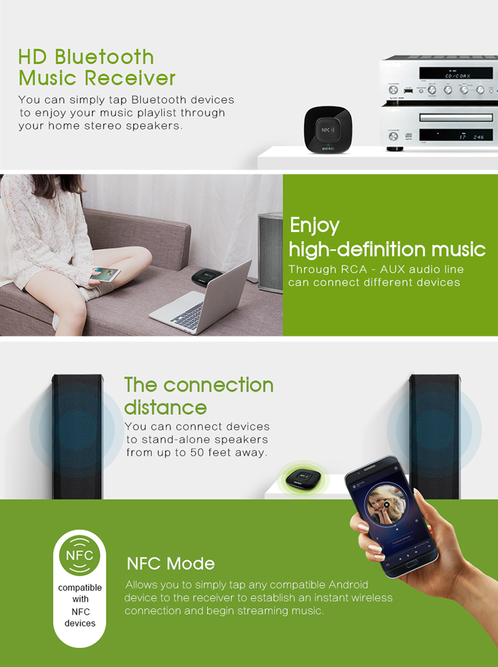 Esinkin Bluetooth audio receiver