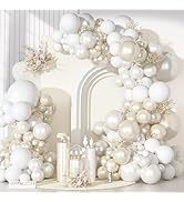 Ouddy Party Pearl White Balloon Garland Arch Kit, Different Sizes 18 12 10 5 Inch Double Stuffed ...