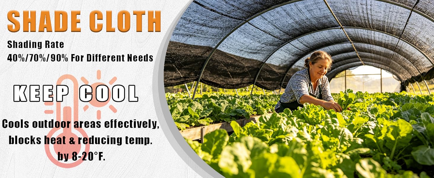 E.share black shade cloth 40%/70%/90% shading rate cool outdoor reduce temp. by 8-20?