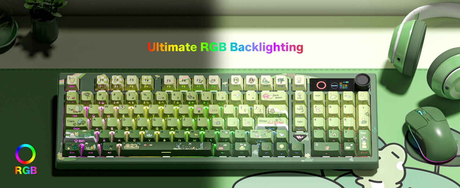 Frog Wireless Mechanical Creamy Keyboard,Gaming Keyboard with Number Pad,98% Keyboard