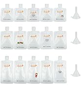 HOMEFOX 15 Pack Toiletry Refillable Empty Squeeze Pouch 1 oz. 1.7 oz. 3.4 oz. Travel Size Combo T...