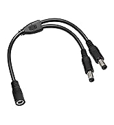 3-Pack 18AWG DC 5.5mm x 2.1mm 12V/24V DC Power Splitter Cable, 1 Female to 2 Male for CCTV Survei...