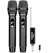 TAKSTAR Wireless Microphones, Rechargeable Less Latency Karaoke Microphone, UHF Dual Wireless Han...
