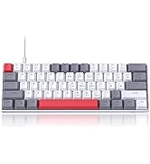 60% Mechanical Gaming Keyboard, Grey&White Gaming Keyboard with Hot Swappable Linear Red Switches...