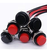 Twidec/6Pcs SPST Momentary Push Button Switch AC250V/3A AC125V/6A Mini Off(ON) ON Black + Red wit...