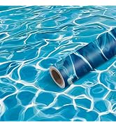 Nuxovilar Blue Water Ripple Textured Peel and Stick Wallpaper, 15.75"x39.37", Self-Adhesive Conta...