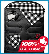 MEREZA Flannel Double Sleeping Bag for Adults Cold Weather, XL Queen Size Sleeping Bag for All Se...