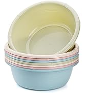 Peohud 8 Pack Plastic Wash Basin, 5 Quart Stackable Dish Pan, Round Vegetable Fruit Wash Pan Dish...