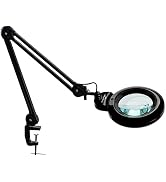 Bemelux Bifocals Magnifying Desk Lamp with Clamp, 5 Diopter with 20 Diopter, 6 Inch Detachable Le...