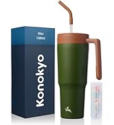 Konokyo Insulated Tumbler with Handle and Straw,40 OZ Vacuum Stainless Steel Water Bottle Travel ...