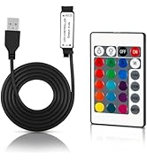 VIPMOON 1M USB DC 5V Inline IR Controller with 24 Key Wireless Led Light Remote Controller replac...