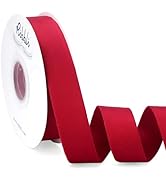 Ribbli Vintage Red Velvet Ribbon Double Faced 1 Inch 10-Yard Spool Red Ribbon Use for Christmas T...