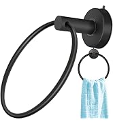 DGYB Suction Cup Hand Towel Ring Matte Black Hand Towel Holder for Bathroom Wall SUS 304 Stainles...