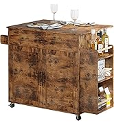 IRONCK Kitchen Island with Storage, Rolling Kitchen Island on Wheels with Drop Leaf, 3 Spice Rack