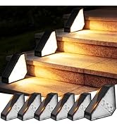 echosari 6 Pack Solar Step Lights, 100 Lumen Ultra Bright Outdoor Stair Lights Auto ON/Off Outdoo...