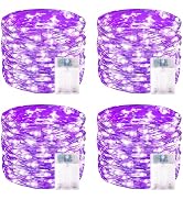 4 Pack 60 LED Fairy Lights Battery Operated with Timer 20FT Halloween Light | Purple, Cuttable Co...