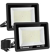 Ceena 2 Pack 240W Plug in LED Flood Light Outdoor, 24000lm Super Bright Floodlight with Switch an...