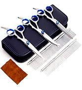 MEDUWEDU Professional 7 in 1 Dog Grooming Scissors Set with Safety Round Head, Sharp and Durable,...
