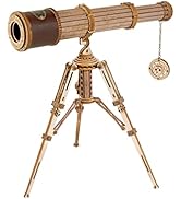 ROKR 3D Puzzles for Adults Wooden Telescope Building Model Kit with Tripod for Adults -3X Magnifi...