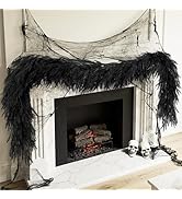 N&T NIETING 5.9FT Halloween Black Artificial Norfolk Pine Garlands, Real Touch Pine Garland, Faux...