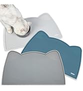 OHMO - Cat Food Mat, Silicone Pet Feeding Mat for Floor Non-Skid Waterproof Dog Water Bowl Tray, ...