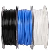 1.75mm PLA Filament Bundle, 3 Spools Pack (White/Black/Blue), Widely Compatible for 3D