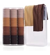 FHALLYNN 72PCS Brown Hair Ties No Damage Set with Hair Bands for Women's Hair &amp; Ponytail Holders,...