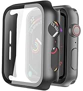 Misxi 2 Pack Hard PC Case with Tempered Glass Screen Protector Compatible with Apple Watch Series...
