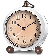 Analog Alarm Clock,Battery Powered Desk Clocks with Night Light,Silent Non Ticking,Retro Simply D...