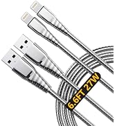 Heavy Duty iPhone Charging Cable -Metal iphone Charger 6 FT Unbreakable iphone Charger Cord Cat p...