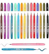 Maikedepot Sign Brush Pens, 15pcs Arts Felt Tip Marker Assorted Colors Brush Tip Pens Water Based...