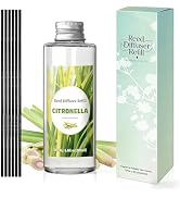 STRN Citronella Reed Diffuser Oil Refill, Citronella Scent 200ML(6.8fl.oz) with 6 Sticks, Air Fre...
