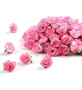 SITUMEIZI 100 Pcs 1.3 inches Mini Pink Rose Head Pink Flowers Artificial Pink Roses for Home DIY ...